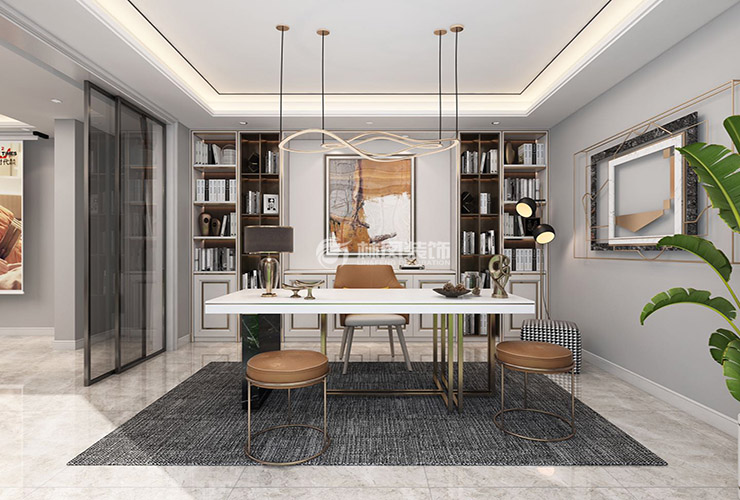 輕奢風格書房設計裝修效果圖
