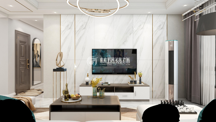 現(xiàn)代簡約風電視背景墻案例